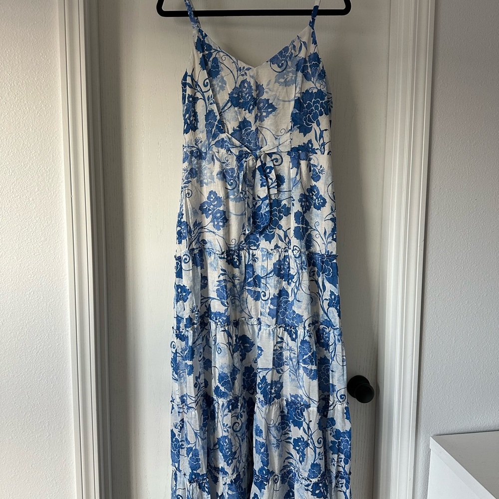 MSK Blue and White Floral Maxi Dress